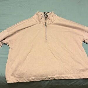 Calvin Klein blush pink cropped zip crew neck.